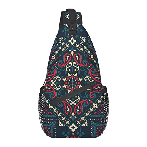 Umhängetasche für Männer und Frauen, für Cooles Paisley, Schulterrucksack, Brusttaschen, Crossbody-Tagesrucksack für Outdoor, Wandern, Camping, Radfahren von AOOEDM