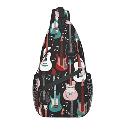 Umhängetasche für Männer und Frauen, für Rock'n'Roll-Gitarren, Schulterrucksack, Brusttaschen, Crossbody-Tagesrucksack für Outdoor, Wandern, Camping, Radfahren von AOOEDM