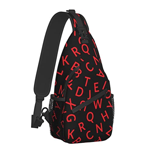 Umhängetasche mit Buchstabenmuster für Damen und Herren, Crossbody-Schultertaschen, lässiger Sling-Rucksack, Brusttasche, Reisen, Wandern, Tagesrucksack für den Außenbereich von AOOEDM