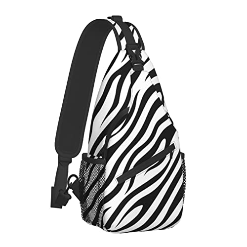 Umhängetasche mit Zebra-Hautstruktur für Damen und Herren, Umhängetasche mit Tierdruck, lässiger Sling-Rucksack, Brusttasche, Reisen, Wandern, Tagesrucksack für den Außenbereich von AOOEDM