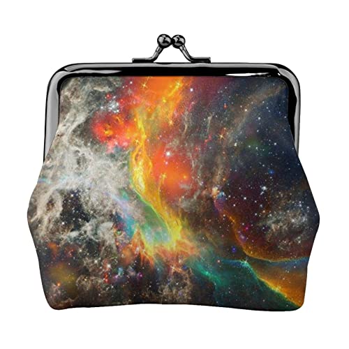 Universe Galaxy Print Kleine Geldbörse Ledertasche mit Kussverschluss Geldbeutel Geschenke für Männer und Frauen von AOOEDM