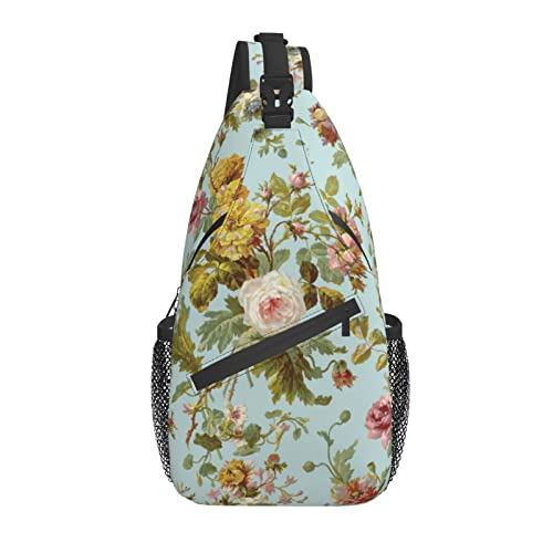 Vintage Floral Kreuz Brusttasche Diagonal Männer Frauen Umhängetasche Lässige Mode Reisetasche Sling Rucksack von AOOEDM
