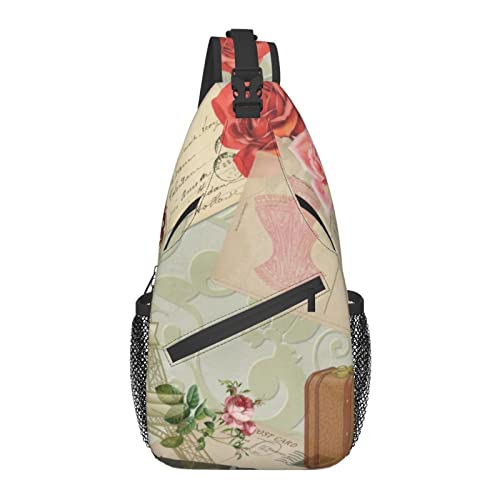 Vintage Paris Eiffelturm Postkarte Kreuz Brusttasche Diagonally Sling Rucksack Crossbody Umhängetasche Reisen Wandern Tagesrucksäcke für Männer Frauen von AOOEDM