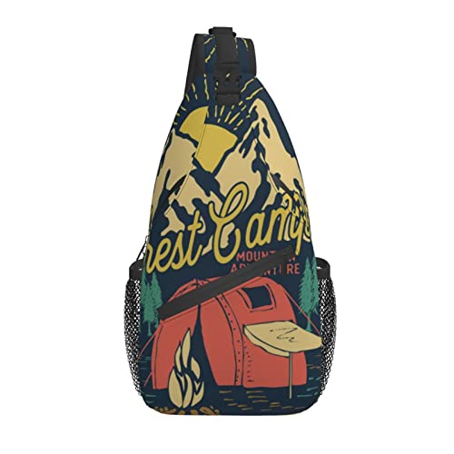 Vintage Retro Camping Cross Chest Bag Diagonally Sling Rucksack Crossbody Umhängetasche Reisen Wandern Daypacks für Männer Frauen von AOOEDM