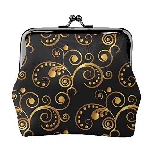 Vintage-Spitzen-Blumenmuster-Damen-Leder-Geldbörse, Kleingeldbeutel mit Kiss-Lock-Verschluss-Schnallen-Geldbörse für Mädchen-Geschenk von AOOEDM