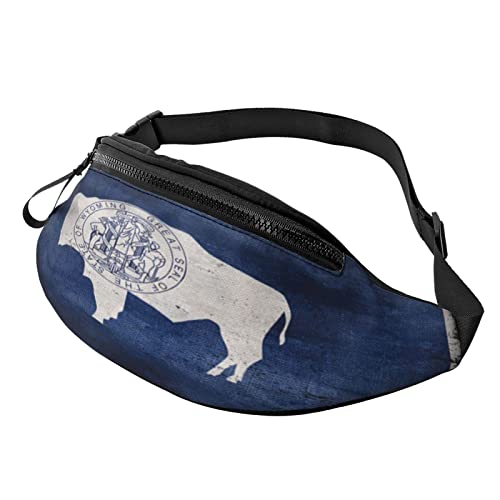 Vintage Wyoming Flag Large Fanny Pack für Herren, Geschenke für Sport, Workout, Reisen, Laufen, Lässige Gürteltasche von AOOEDM