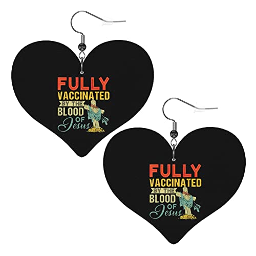 Vollständig durch das Blut Jesu geimpfte Lederohrringe für Frauen, baumelnde Ohrringe, Tropfen-Herz-Anhänger mit Haken, Geschenke für erwachsene Mädchen von AOOEDM