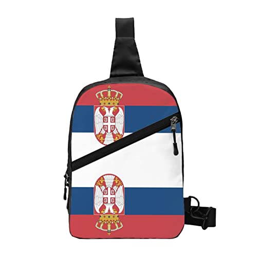 Wave Sling Rucksack mit serbischer Flagge, Faltbare Brusttasche, Crossbody-Schulter-Tagesrucksack von AOOEDM