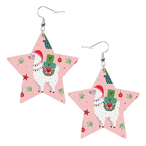 Weihnachten Lama und Kaktus sternförmige Lederohrringe Damen Mädchen einfache baumelnde Ohrringe Geschenke für Sie von AOOEDM