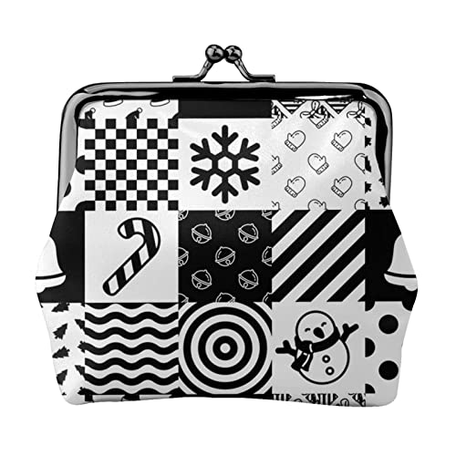 Weihnachten Nahtlose Geschenkmuster Damen Leder Geldbörse, Kleingeldbeutel mit Kiss-Lock-Verschluss Schnalle Geldbörse für Mädchen Geschenk von AOOEDM