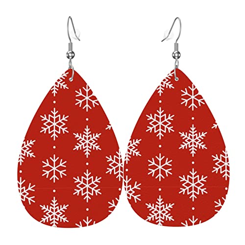 Weihnachten Schneeflocke Rot Plaid Leder Ohrringe Für Frauen Baumeln Ohrring Tropfen Anhänger Mit Haken Geschenke Für Erwachsene Mädchen von AOOEDM