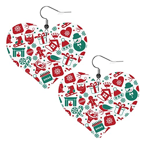 Weihnachten Zuckerstange Haus Leder Ohrringe für Frauen baumeln Ohrring Tropfen Herz Anhänger mit Haken Geschenke für Erwachsene Mädchen von AOOEDM