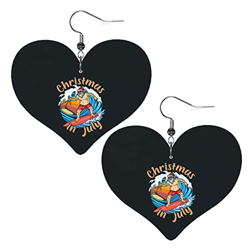 Weihnachten im Juli Lederohrringe für Frauen baumeln Ohrring Tropfen Herz Anhänger mit Haken Geschenke für erwachsene Mädchen von AOOEDM