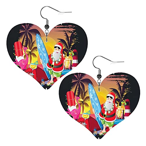 Weihnachten im Juli Lederohrringe für Frauen baumeln Ohrring Tropfen Herz Anhänger mit Haken Geschenke für erwachsene Mädchen von AOOEDM