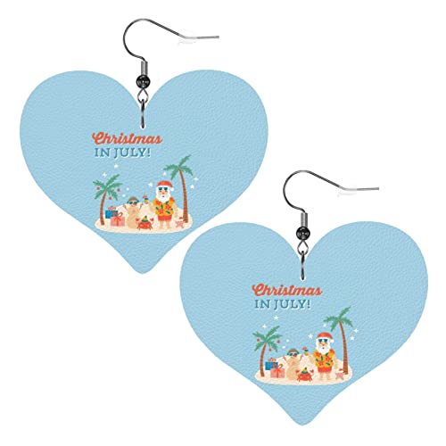 Weihnachten im Juli Lederohrringe für Frauen baumeln Ohrring Tropfen Herz Anhänger mit Haken Geschenke für erwachsene Mädchen von AOOEDM
