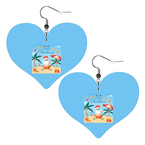 Weihnachten im Juli Lederohrringe für Frauen baumeln Ohrring Tropfen Herz Anhänger mit Haken Geschenke für erwachsene Mädchen von AOOEDM