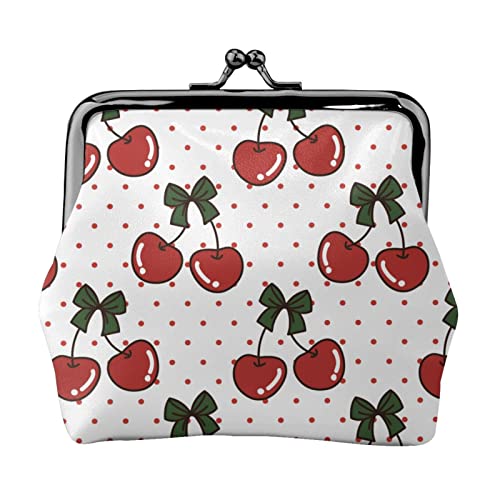 Weihnachtskirschen Damen-Leder-Geldbörse, Kleingeldbeutel mit Kiss-Lock-Verschluss, Schnallen-Geldbörse für Mädchen-Geschenk von AOOEDM