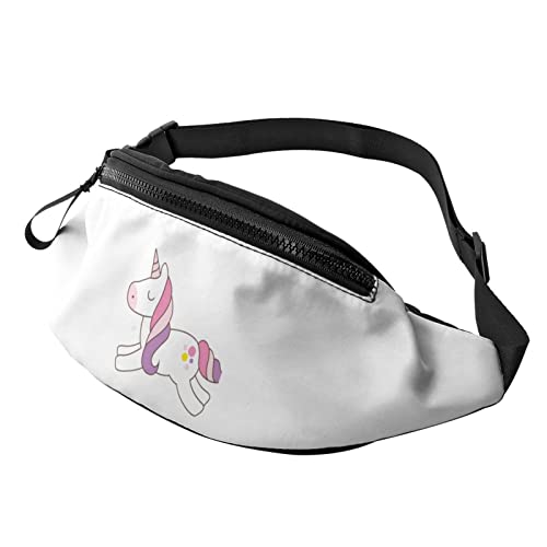 Weiß, Rosa, Lila, süßes Einhorn, Bauchtasche, Sport, lässig, Hüfttasche für Damen und Herren von AOOEDM