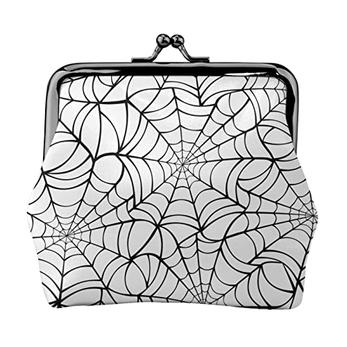 Weiß auf Spinnennetz Damen-Leder-Geldbörse, Kleingeldbeutel mit Kiss-Lock-Verschluss, Schnallen-Geldbörse für Mädchen-Geschenk von AOOEDM