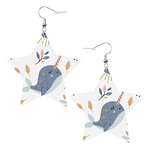 Whale2 Sternförmige Lederohrringe für Damen und Mädchen, einfache baumelnde Ohrringe, Geschenke für Sie von AOOEDM