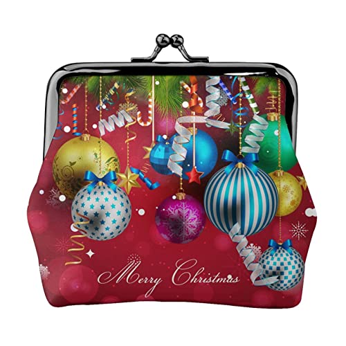 Xmas Ball Print Kleine Geldbörse Kiss-Lock Ledertasche Kleingeldbörse Geschenke für Männer und Frauen von AOOEDM