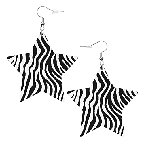 Zebra-Druck, Sternform, Lederohrringe, Damen- und Mädchen-einfache Ohrhänger, Geschenke für Sie Zebra-Druck, Sternform, Lederohrringe, Damen- und Mädchen-einfache Ohrhänger, Geschenke für Sie von AOOEDM