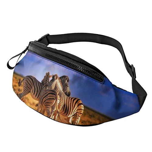 Zebra Family Golden Grassland Sky Fanny Pack Sport Casual Hüfttasche für Damen Herren Modisch von AOOEDM