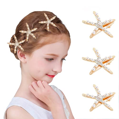3 Stück Haarspangen, Brauthaar Gold Haar Barrettes, No Slip Haarnadeln Clips für Mädchen Frauen Haarschmuck von AOOGON