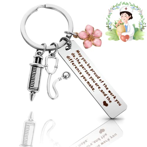 AOOGON 304 Edelstahl Krankenschwester Keychain, Krankenpflege Abschluss Schlüsselanhänger Geschenke, Krankenschwester Kappe Anhänger für Arzt, Medizinstudent, Tag der Krankenschwester von AOOGON