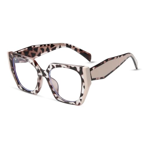 AOOLIA Katzenauge Lesebrille für Damen Modisch Großem Rahmen Anti-Blaulicht Brillen Cat eye Lesehilfe (Leopard, 2, Dioptrien) von AOOLIA