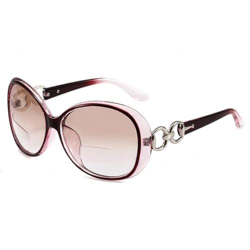 AOOLIA Lesebrillen mit Lese Sonnenbrille für Damen, Mode UV400 Große Sonnenbrillen für Damen, Sonnen-Leser brillen Klare Sicht (Weinrot, 3.5, x) von AOOLIA