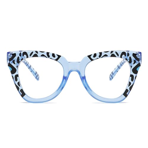 AOOLIA Oversize Lesebrille Damen, Leichte Frühling und Sommer Designer Brillengestelle, Anti-Blaulicht Lesehilfe (Blau, 2.5, x) von AOOLIA