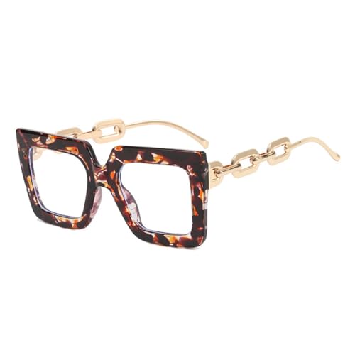 AOOLIA Oversize Lesebrille Damen, Quadrat Metal Modellieren Lesen Gläser Brille, Anti-Blaulicht Anti-Ermüdung Lesehilfe (Braun, 3.5, x) von AOOLIA