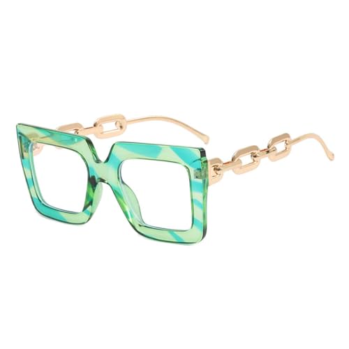 AOOLIA Oversize Lesebrille Damen, Quadrat Metal Modellieren Lesen Gläser Brille, Anti-Blaulicht Anti-Ermüdung Lesehilfe (Grün, 1.25, x) von AOOLIA
