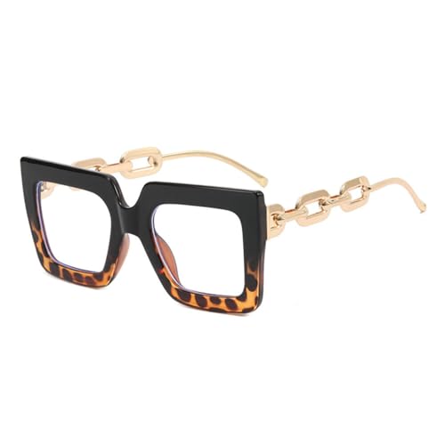 AOOLIA Oversize Lesebrille Damen, Quadrat Metal Modellieren Lesen Gläser Brille, Anti-Blaulicht Anti-Ermüdung Lesehilfe (Schildkröte, 3.5, x) von AOOLIA