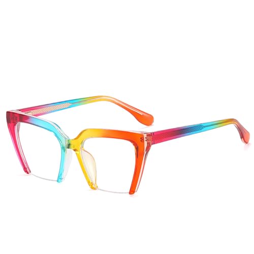 AOOLIA Quadrat Lesebrille Damen, Halber Rand Brillengestelle Damen, Ultraklare Sicht Männer Frauen Lesebrille Lesehilfe (Regenbogen, 2, x) von AOOLIA