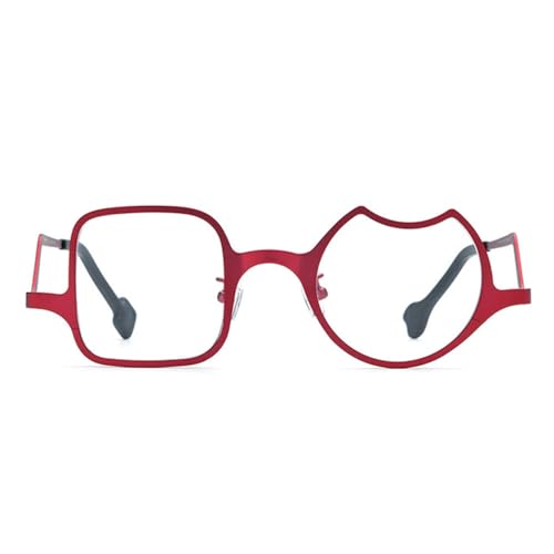 AOOLIA Quadrat Runden Lesebrille Damen, Farbe Rahmen Schlank Lesen Gläser, Ultraklare Sicht Männer Frauen Lesebrille Lesehilfe (Rot, 3, x) von AOOLIA