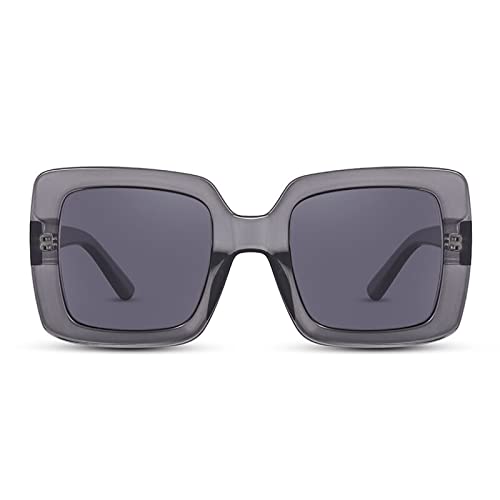 AOOLIA Retro-Sonnenbrille Quadratisch Polarisiert für Damen Flache Gläser Trendige 90er-Jahre Rechteckig Großer Rahmen, Niedlich, Modisch, UV400, Modisch für Den Sommerurlaub,Schwarz/Weiß/Grau von AOOLIA