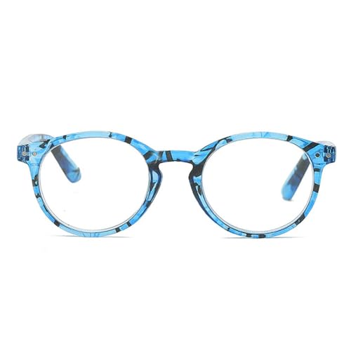AOOLIA Runden Lesebrille Damen, Farbe Rahmen Schlank Lesen Gläser, Ultraklare Sicht Männer Frauen Lesebrille Lesehilfe (Blau, 0, x) von AOOLIA