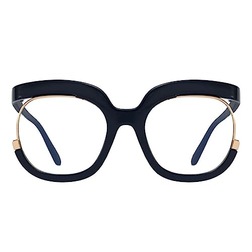 AOOLIA Stilvolle Runde Lesebrillen Sehhilfe Augenoptik Brille Lesehilfe für Damen Herren Blaufilter Brille für PC TV Gaming & Handy (Schwarz, 2.5, Dioptrien) von AOOLIA