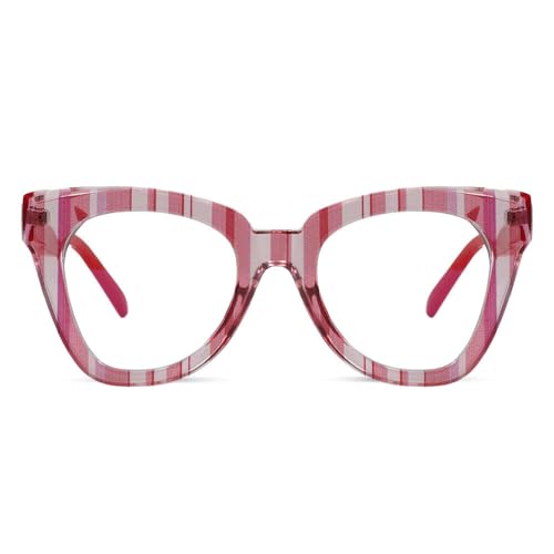 Lesebrille für Damen, Retro-Mode Cat-Eye-Rahmen, modische Anti-Blaulicht-Brille, Anti-Blaulicht-Gläser, für Studium, Arbeit, rot, Einheitsgröße von AOOLIA