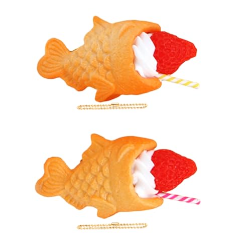 AOOOWER 2 Stück schöne Taiyaki-Kuchen-Schlüsselanhänger in Fischform, stabile PVC-Materialien mit elegantem, lebendigem Design, 6*3, PVC, Kein Edelstein von AOOOWER