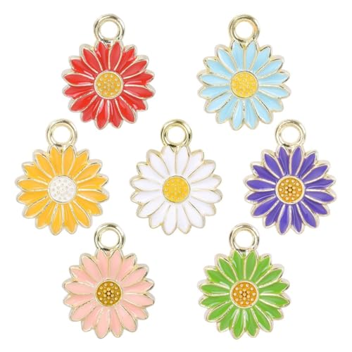 AOOOWER 20 Stück modischer Blumen-Anhänger, baumelnd, süße kleine Gänseblümchen, Anhänger, DIY-Schlüsselanhänger, Halskette, Schmuck-Zubehör AOOOWER 20 Stück modischer Blumen-Anhänger, baumelnd, süße kleine Gänseblümchen, Anhänger, DIY-Schlüsselanhänger, Halskette, Schmuck-Zubehör von AOOOWER