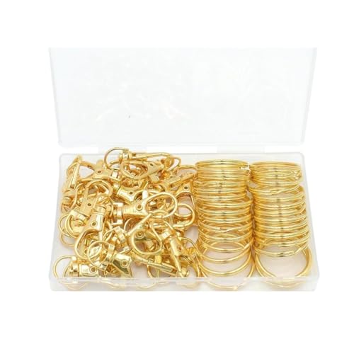 AOOOWER 30 x kleine Karabinerverschlüsse aus Metall und 30 x Schlüsselanhänger-Ringe von AOOOWER