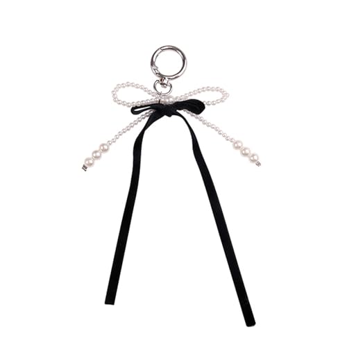 AOOOWER 3D-Handy-Anhänger, Schleife, Schlüsselanhänger, stilvolles Taschenzubehör, Taschenanhänger, Handy-Schlüsselband für Damen, 16 cm, Kunstperlen-Legierung, Kein Edelstein von AOOOWER
