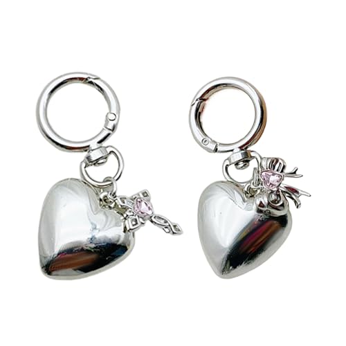 AOOOWER 3D-Herz-Schlüsselanhänger, einzigartige Kreuze, Schleife, Schlüsselanhänger, modische Tasche, Rucksack, Dekoration für den täglichen Gebrauch, 7.1cm, Metalllegierung, Kein Edelstein von AOOOWER