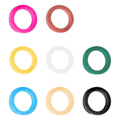 AOOOWER 8-teiliges buntes Schlüsselhüllen-Set zur einfachen Identifizierung mit runden und halbrunden Formen in lebendigen Farben, SizeApprox.22x4mm/0.87x0.013inches, Kunststoff, Kein Edelstein von AOOOWER