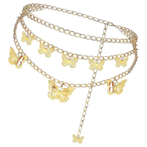 AOOOWER Blingbling Taillengürtel Stilvoll geschnitzt Schmetterling Taillenkette Gürtel aufwendige Kette Bauchkette für Bauchtanz Taille, 5.85x3.51in, Metalllegierung, Kein Edelstein AOOOWER Blingbling Taillengürtel Stilvoll geschnitzt Schmetterling Taillenkette Gürtel aufwendige Kette Bauchkette für Bauchtanz Taille, 5.85x3.51in, Metalllegierung, Kein Edelstein von AOOOWER