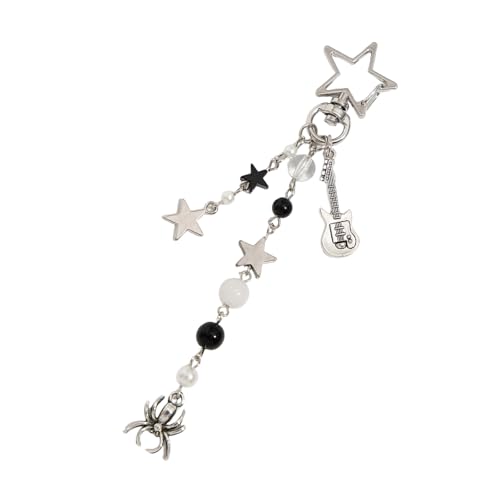 AOOOWER Bowknot Erdbeer-Stern Perlen Charm Schlüsselanhänger Zubehör Modische Schlüsselanhänger Tragbare Tasche Dekoration, 4.68x4.68in, Metalllegierung, Kein Edelstein von AOOOWER