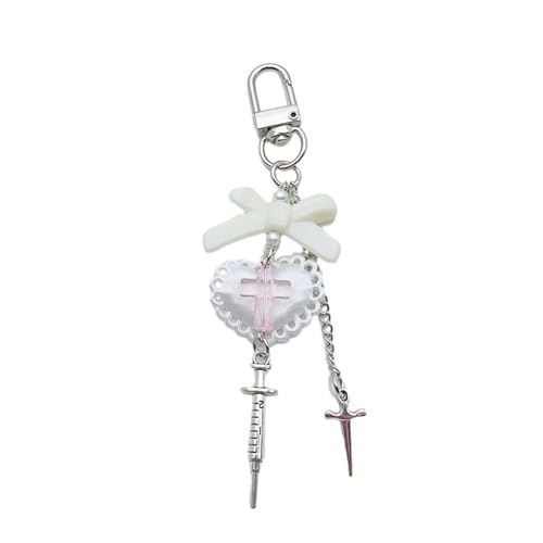 AOOOWER Bowknot Heart Charm Keychains Sweet Pendant Hanging Ornament Keyring Backpack Decoration for Women von AOOOWER